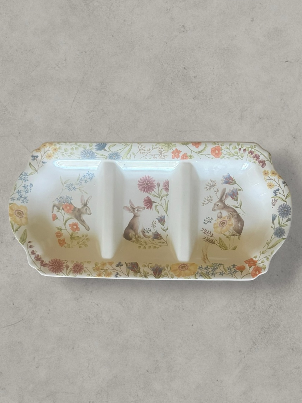 Pottery Barn Spring Garden Stoneware Multi-Condiment Server tray platter